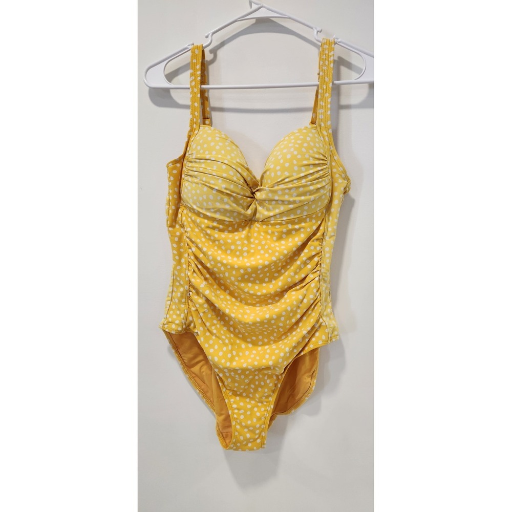 Nip Tuck Swim Two Tons Of Yello Polka Dot One Piece Swimsuit‎ Size US 10